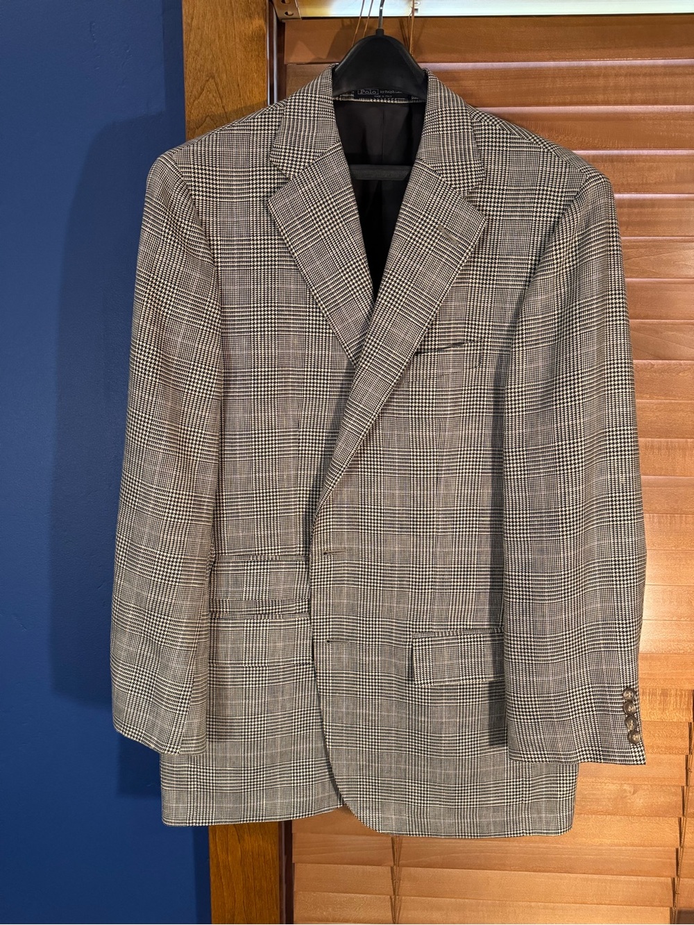 Polo by Ralph Lauren Glen Plaid Sport Coat in White/Black Wool & Flax 42L READ